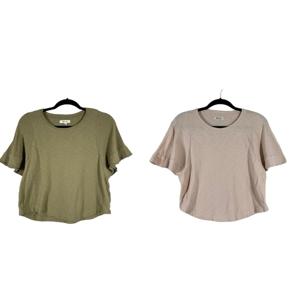 Madewell Texture & Thread Flutter-Sleeve Top 100% Cotton Blouse Lot Size XS/XXS